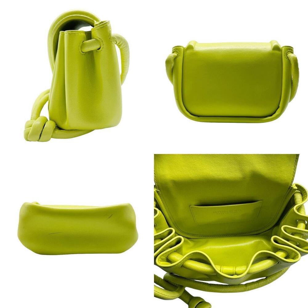 Bottega Veneta Green Leather Shoulder Bag Crossbody Beak Yellow